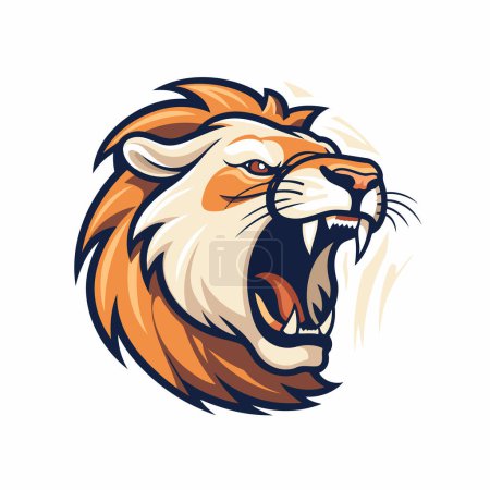Ilustración de León cabeza mascota logo diseño vector plantilla para deporte equipo o club - Imagen libre de derechos