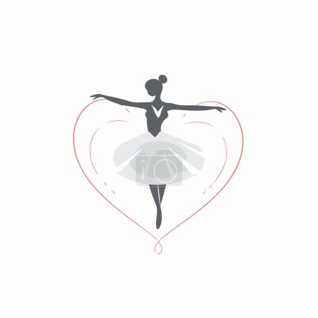 Téléchargez les illustrations : Ballet ballerine en forme de cœur. Illustration vectorielle. - en licence libre de droit