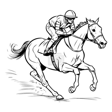 Téléchargez les illustrations : Jockey à cheval. Illustration vectorielle du jockey à cheval. - en licence libre de droit
