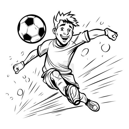 Illustration for Soccer player kicking the ball. Vector illustration ready for vinyl cutting. - Royalty Free Image