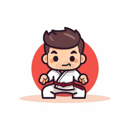 Ilustración de Taekwondo personaje de dibujos animados niño karate. Ilustración vectorial. - Imagen libre de derechos