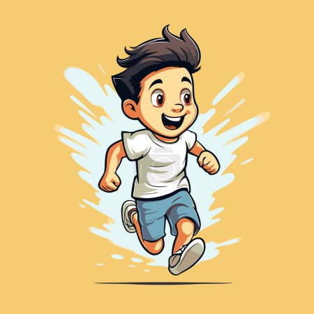 Illustration for Cartoon boy running. Vector illustration of a funny boy running. - Royalty Free Image