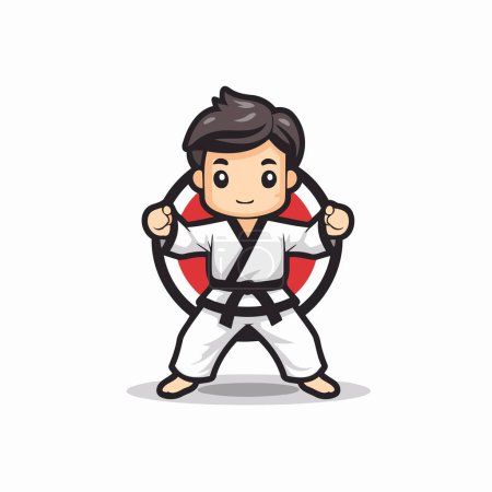 Zeichentrickfilm im Taekwondo-Stil. Vektor-Illustration isoliert auf weißem Hintergrund.