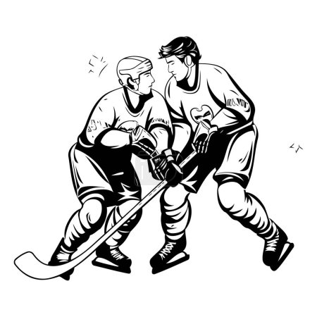 Illustration for Ice hockey players on ice. Vector illustration ready for vinyl cutting. - Royalty Free Image