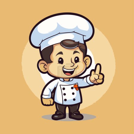 Téléchargez les illustrations : Mascotte de Chef Garçon Dessin animé personnage vectoriel Icône Illustration Design - en licence libre de droit