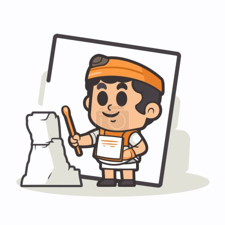 Illustration for Cute Boy Artist Character with Paintbrush and Cement Vector Illustration - Royalty Free Image