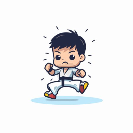 Karate-Junge Cartoon-Vektor-Illustration. Cartoon Karate Junge Charakter.