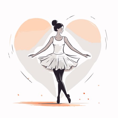 Illustration for Ballerina in a white tutu and pointe. Vector illustration. - Royalty Free Image