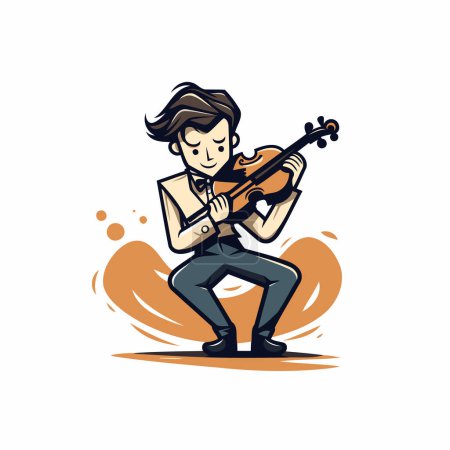 Téléchargez les illustrations : Musicien jouant du violon. Illustration vectorielle dans un style plat. - en licence libre de droit