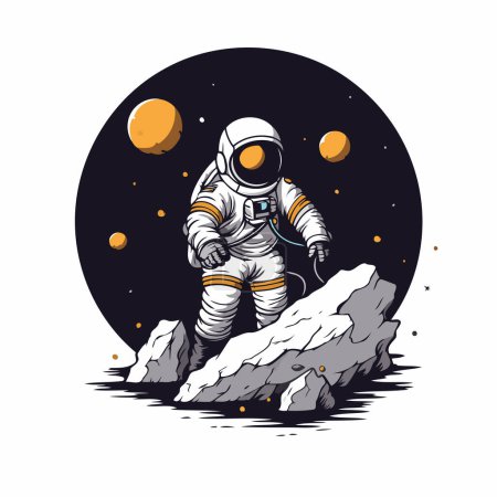 Illustration for Astronaut on the moon. Vector illustration in cartoon style. - Royalty Free Image