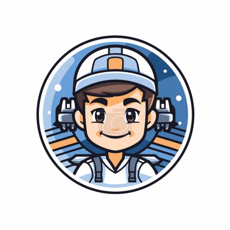 Illustration for Cute astronaut boy cartoon vector illustration. Cute astronaut boy. - Royalty Free Image