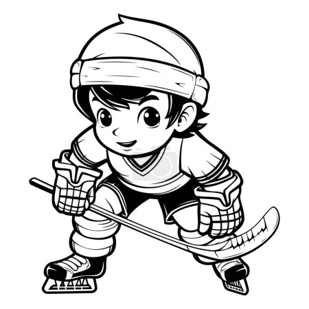 Illustration for Ice Hockey Player Mascot. Vector illustration ready for vinyl cutting. - Royalty Free Image