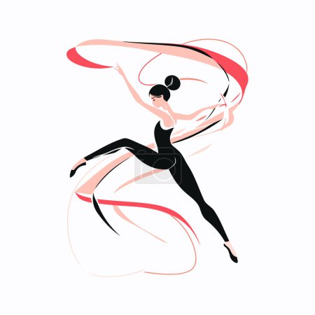 Téléchargez les illustrations : Danseuse de ballet. Ballerine en saut. Illustration vectorielle - en licence libre de droit