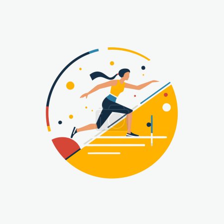 Illustration for Running woman in sportswear. Flat design modern vector illustration. - Royalty Free Image