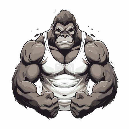 Illustration for Gorilla strong bodybuilder in a tank top. Vector illustration - Royalty Free Image