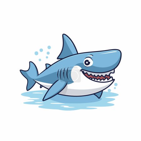 Ilustración de Tiburón ilustración vector de dibujos animados sobre fondo blanco. Tiburón lindo. - Imagen libre de derechos