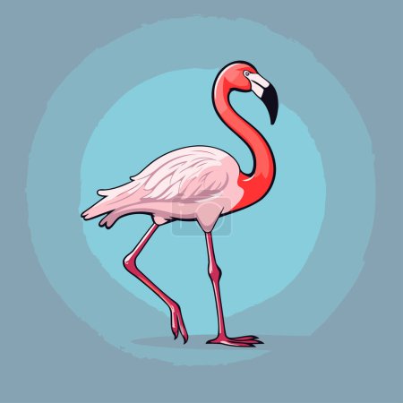 Ilustración de Flamingo. Ilustración vectorial en estilo de dibujos animados sobre fondo azul. - Imagen libre de derechos