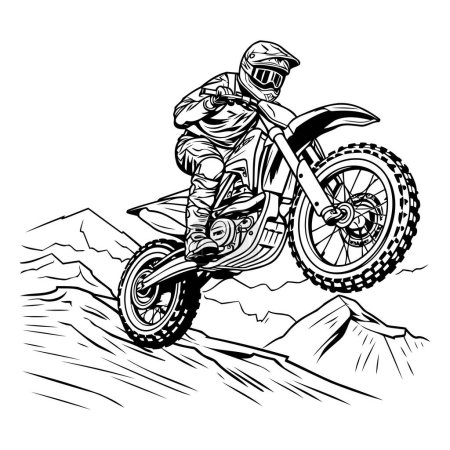 Ilustración de Piloto de motocross en la carrera. Ilustración vectorial de un motocross en la carrera. - Imagen libre de derechos