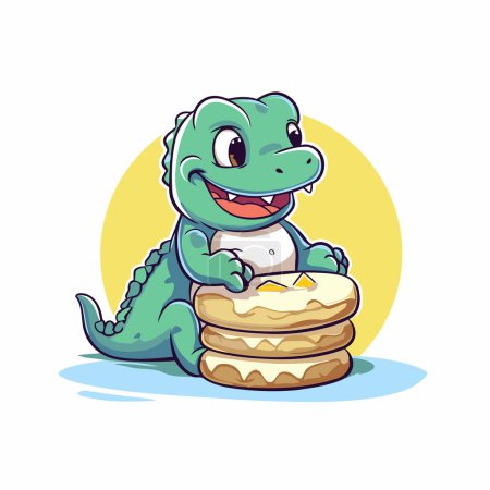 Téléchargez les illustrations : Mignon crocodile avec des cookies. Illustration vectorielle. Cartoon style. - en licence libre de droit