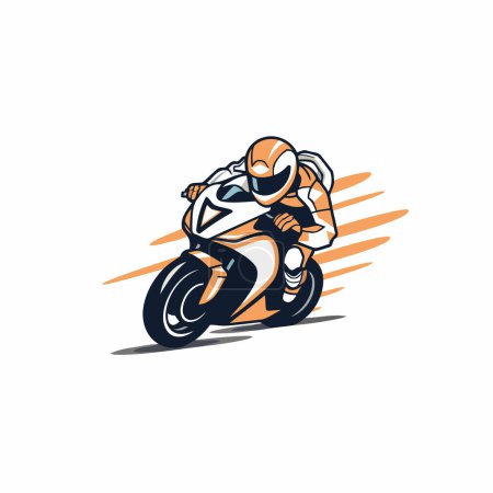 Illustration for Vector illustration of a motorcyclist in helmet riding a motorcycle. - Royalty Free Image