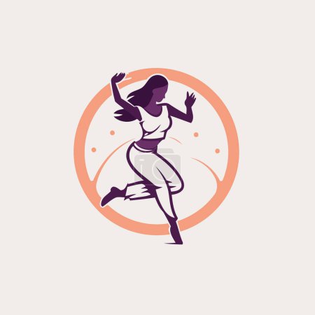 Téléchargez les illustrations : Femme en tenue de sport. Illustration vectorielle de running girl. - en licence libre de droit