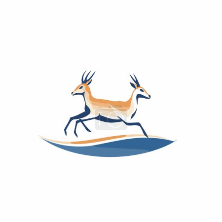 Téléchargez les illustrations : Modèle de logo Impala illustration vectorielle icône design. Conception de logo antilope africaine. - en licence libre de droit