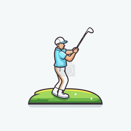 Golfeur jouant au golf. Illustration vectorielle dans un style plat.