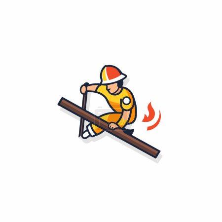 Illustration for Firefighter icon in trendy flat color style isolated on white background. - Royalty Free Image