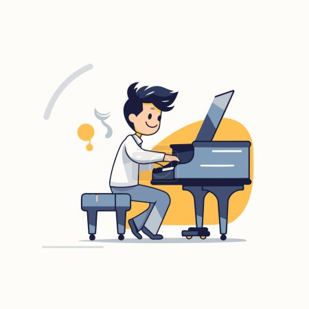 Illustration for Pianist playing the piano. Vector illustration in cartoon style. - Royalty Free Image