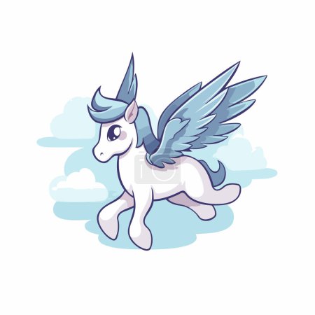 Ilustración de Unicornio con alas. Ilustración vectorial aislada sobre fondo blanco. - Imagen libre de derechos