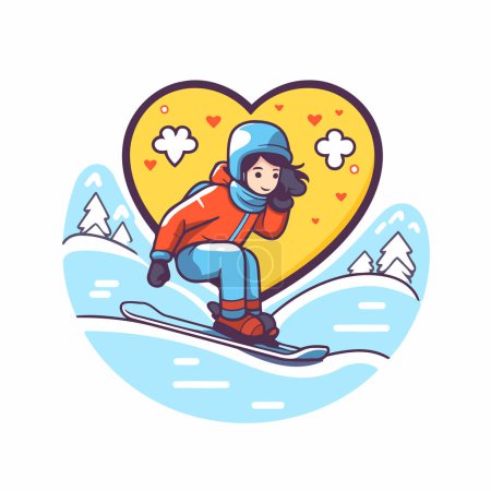 Illustration for Skiing girl vector icon. Cartoon illustration of skier girl vector icon for web - Royalty Free Image