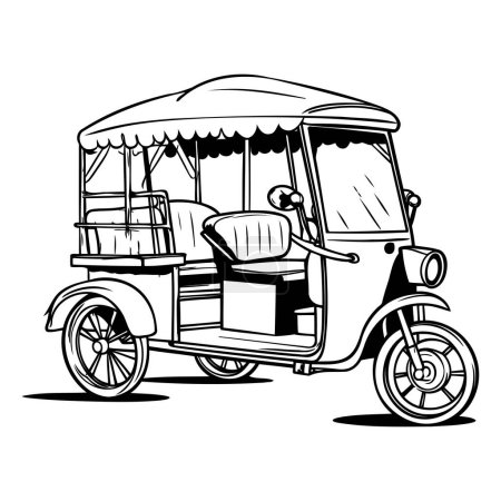 Ilustración de Tuk tuk rickshaw aislado sobre fondo blanco. Ilustración vectorial. - Imagen libre de derechos