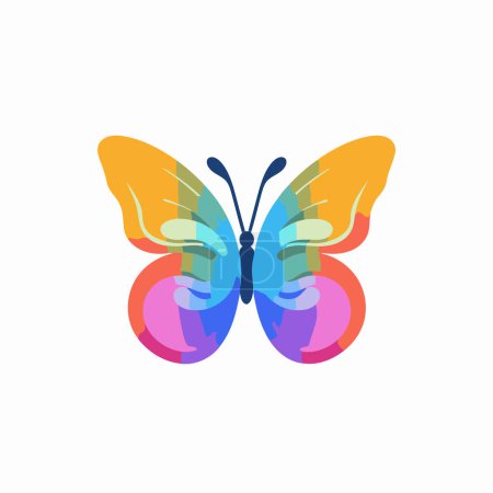 Ilustración de Icono de mariposa de colores. Ilustración vectorial aislada sobre fondo blanco. - Imagen libre de derechos