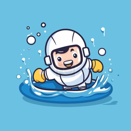 Illustration for Astronaut in the sea. Cute cartoon vector illustration. - Royalty Free Image