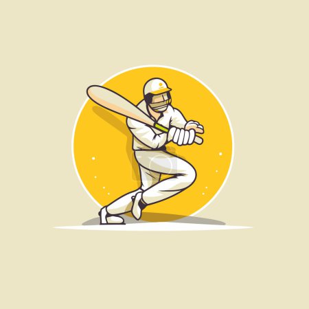 Illustration for Cricket player hitting the ball with a bat vector illustration. - Royalty Free Image