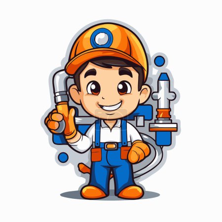 Illustration for Plumber character cartoon isolated on a white background vector illustartion - Royalty Free Image