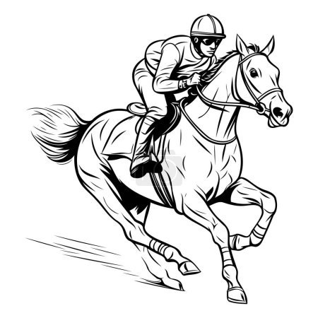 Ilustración de Jockey montando un caballo. Ilustración vectorial lista para corte de vinilo. - Imagen libre de derechos