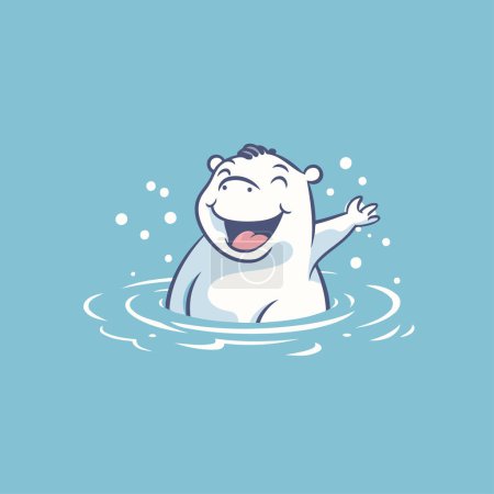 Ilustración de Lindo oso polar nadando en el agua. Ilustración vectorial. Personaje de dibujos animados. - Imagen libre de derechos