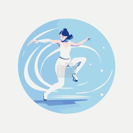 Téléchargez les illustrations : Femme patineuse. Illustration vectorielle en style plat sur fond blanc. - en licence libre de droit