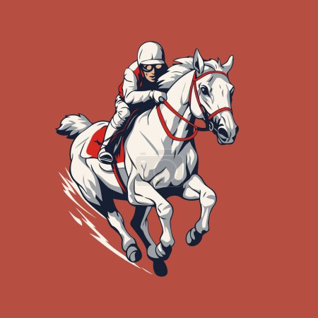 Illustration for Jockey on horse. Vector illustration of jockey riding a horse. - Royalty Free Image