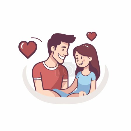 Ilustración de Ilustración vectorial de un hombre y una mujer enamorados. Día de San Valentín. - Imagen libre de derechos