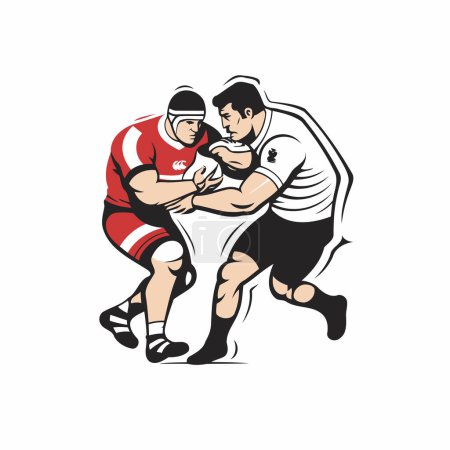 Téléchargez les illustrations : Rugby joueur action dessin animé sport vecteur graphique illustration sur fond blanc - en licence libre de droit