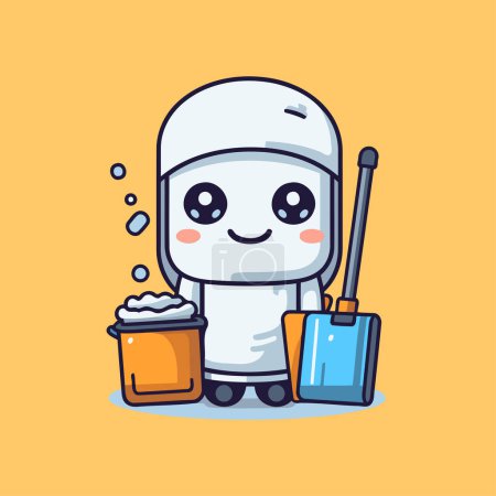 Illustration for Cleaning Service Mascot Character Illustration. Cleaning Concept - Royalty Free Image