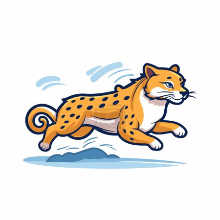 Ilustración de Cheetah saltando al agua. Lindo vector de dibujos animados ilustración. - Imagen libre de derechos