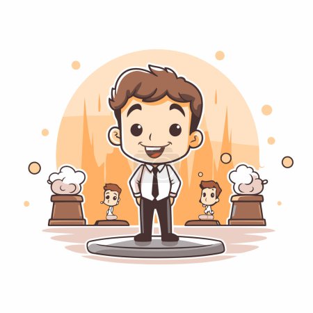 Illustration for Businessman standing in the factory. Vector flat cartoon character illustration. - Royalty Free Image