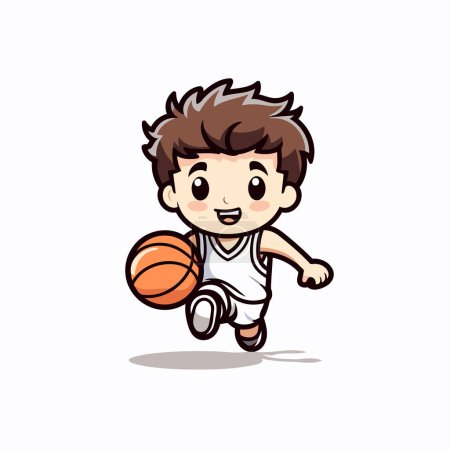 Illustration for Basketball player cartoon theme vector art illustration. Isolated on white background. - Royalty Free Image