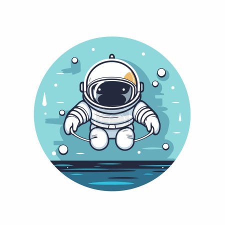Illustration for Astronaut on the background of the sea. Vector illustration. - Royalty Free Image