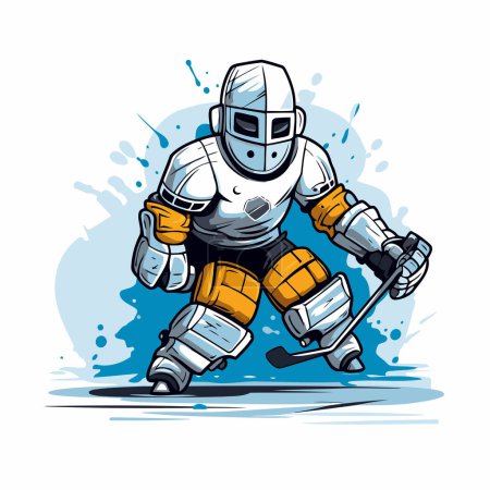 Jugador de hockey sobre hielo. Ilustración vectorial del jugador de hockey sobre hielo en acción.