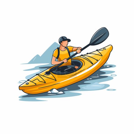 Illustration for Kayaking. Canoeing. Vector illustration on white background. - Royalty Free Image