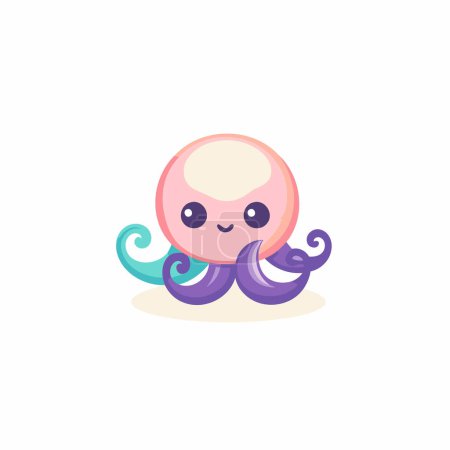 Illustration for Cute octopus cartoon character. Vector illustration on white background. - Royalty Free Image